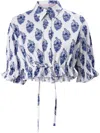 Carolina Herrera Floral-print Cropped Shirt In White