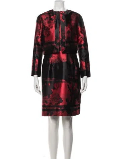 Pre-owned Carolina Herrera Floral Print Dress Set In Black