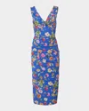 Carolina Herrera Floral-print Gathered Cotton Sleeveless Midi Dress In Multi