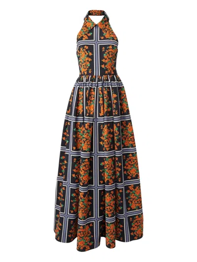 Carolina Herrera Floral-print Halterneck Gown In Multi