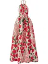 Carolina Herrera Chain-detailed Floral Silk Gazar Gown In White