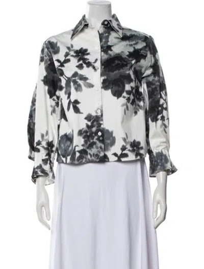 Pre-owned Carolina Herrera Floral Print Jacket In White