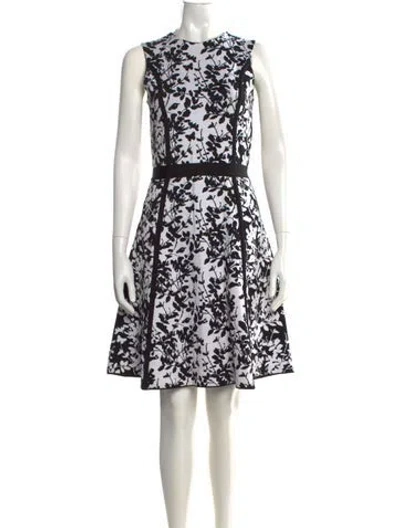 Pre-owned Carolina Herrera Floral Print Knee-length Dress In Black