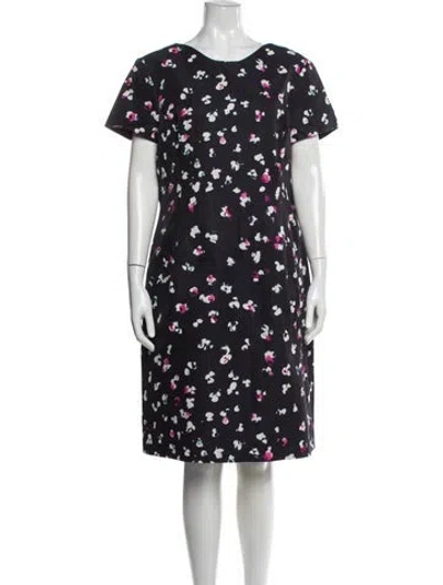 Pre-owned Carolina Herrera Floral Print Knee-length Dress In Blue