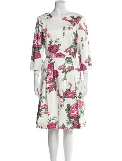 Pre-owned Carolina Herrera Floral Print Knee-length Dress In Multi