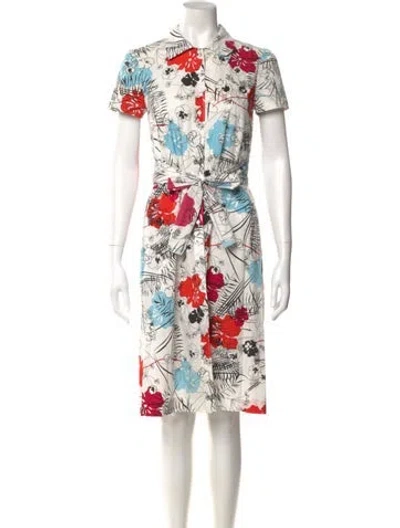 Pre-owned Carolina Herrera Floral Print Knee-length Dress In Neutral
