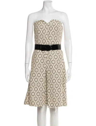 Pre-owned Carolina Herrera Floral Print Knee-length Dress In Neutral