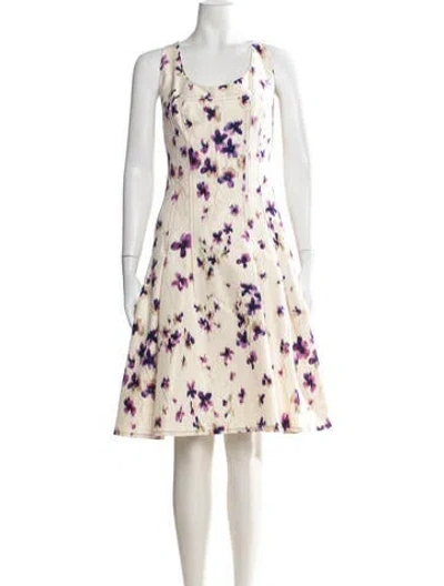 Pre-owned Carolina Herrera Floral Print Knee-length Dress In Neutral