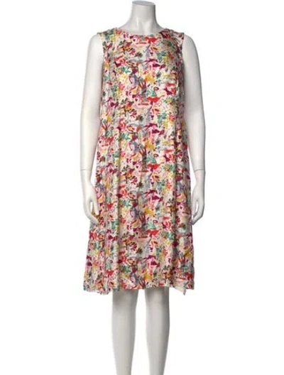 Pre-owned Carolina Herrera Floral Print Knee-length Dress In Neutral
