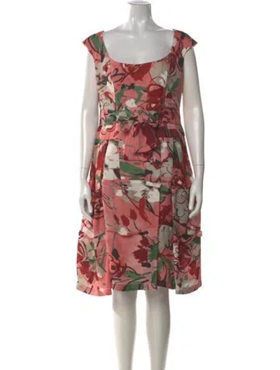 Pre-owned Carolina Herrera Floral Print Knee-length Dress In Pink