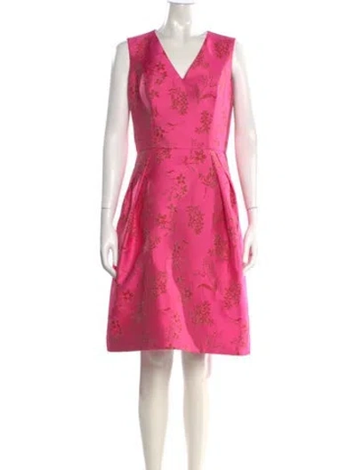 Pre-owned Carolina Herrera Floral Print Knee-length Dress In Pink