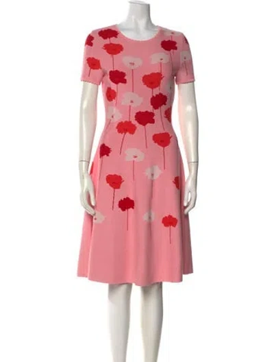 Pre-owned Carolina Herrera Floral Print Knee-length Dress In Pink