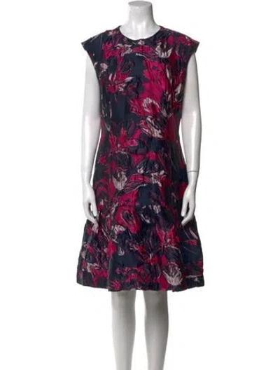 Pre-owned Carolina Herrera Floral Print Knee-length Dress In Pink
