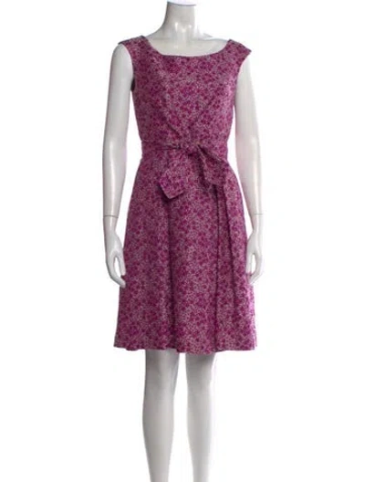 Pre-owned Carolina Herrera Floral Print Knee-length Dress In Purple