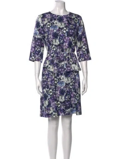 Pre-owned Carolina Herrera Floral Print Knee-length Dress In Red