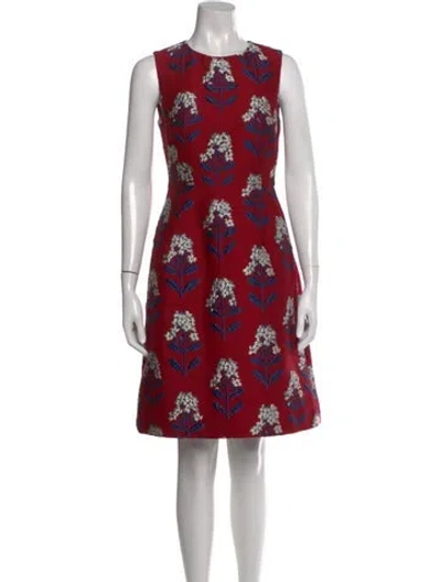 Pre-owned Carolina Herrera Floral Print Knee-length Dress In Red