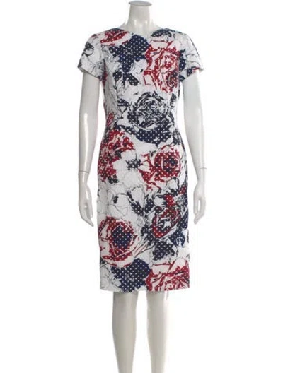 Pre-owned Carolina Herrera Floral Print Knee-length Dress In Red