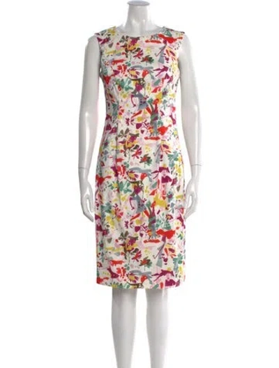 Pre-owned Carolina Herrera Floral Print Knee-length Dress In Red