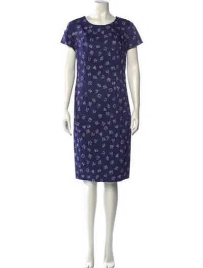 Pre-owned Carolina Herrera Floral Print Knee-length Dress W/ Tags In Blue