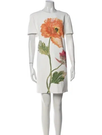 Pre-owned Carolina Herrera Floral Print Knee-length Dress W/ Tags In Pink