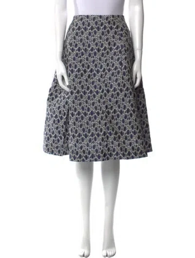 Pre-owned Carolina Herrera Floral Print Knee-length Skirt In Blue
