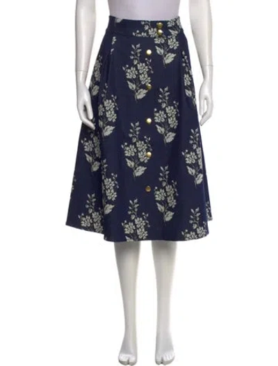 Pre-owned Carolina Herrera Floral Print Knee-length Skirt In Blue