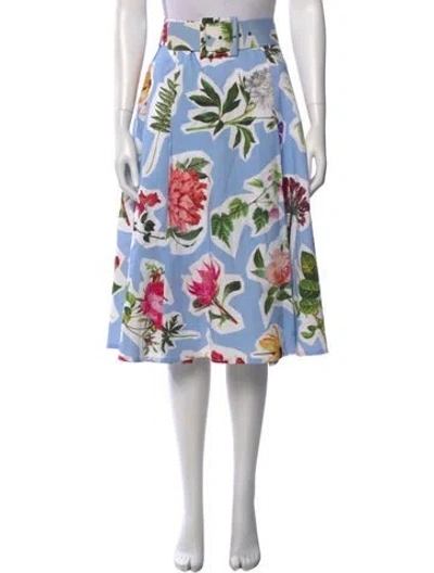 Pre-owned Carolina Herrera Floral Print Knee-length Skirt In Blue