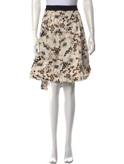 Pre-owned Carolina Herrera Floral Print Knee-length Skirt In Neutral