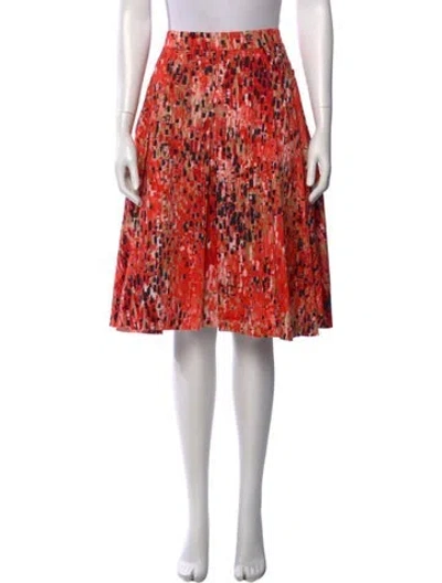 Pre-owned Carolina Herrera Floral Print Knee-length Skirt In Orange