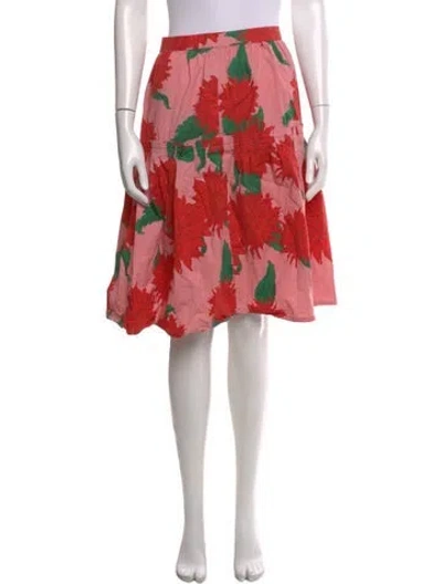 Pre-owned Carolina Herrera Floral Print Knee-length Skirt In Pink