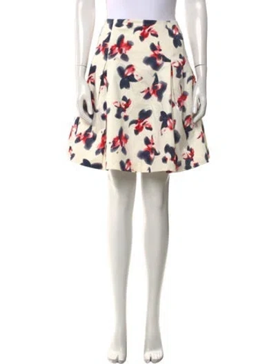 Pre-owned Carolina Herrera Floral Print Knee-length Skirt In White