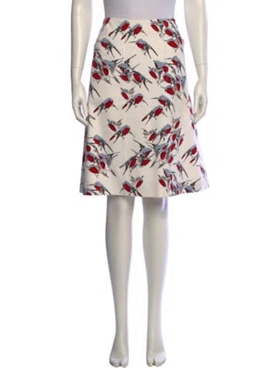 Pre-owned Carolina Herrera Floral Print Knee-length Skirt In White