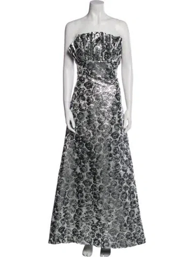 Pre-owned Carolina Herrera Floral Print Long Dress