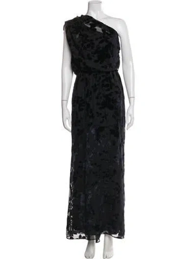 Pre-owned Carolina Herrera Floral Print Long Dress In Black