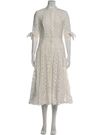 Pre-owned Carolina Herrera Floral Print Long Dress In Neutral