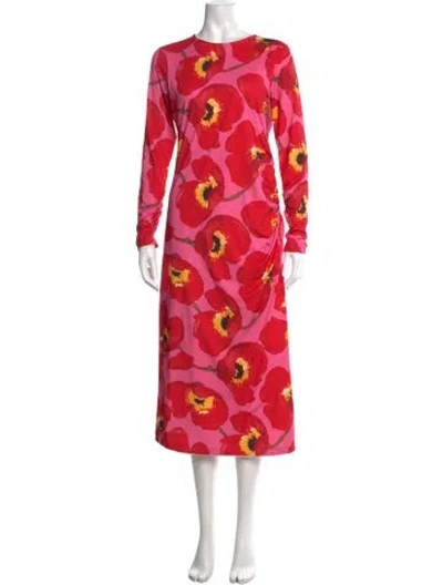 Pre-owned Carolina Herrera Floral Print Long Dress In Pink