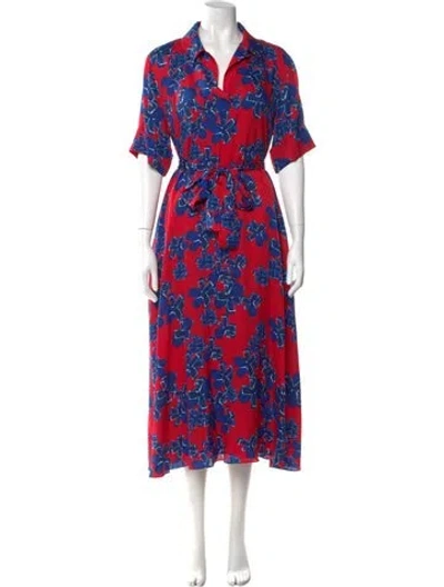 Pre-owned Carolina Herrera Floral Print Long Dress In Red