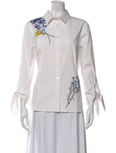 Pre-owned Carolina Herrera Floral Print Long Sleeve Blouse In Multi