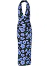 Carolina Herrera Plunging Halter Draped Ankle Dress In Black