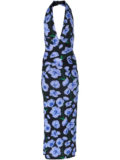 CAROLINA HERRERA FLORAL-PRINT MIDI DRESS