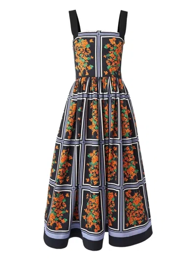 CAROLINA HERRERA FLORAL-PRINT MIDI DRESS