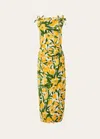 Carolina Herrera Bow-detailed Cotton Midi Dress In White Multi