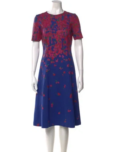 Pre-owned Carolina Herrera Floral Print Midi Length Dress In Blue