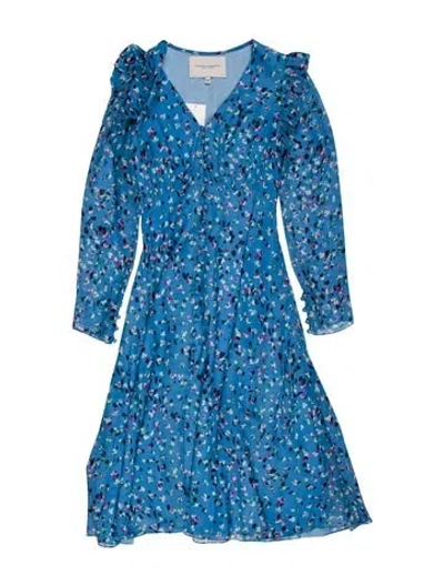 Pre-owned Carolina Herrera Floral Print Midi Length Dress In Blue