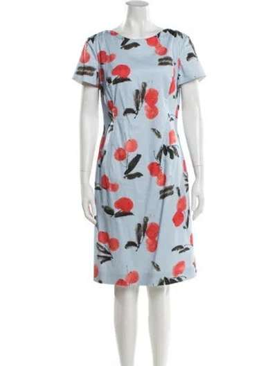 Pre-owned Carolina Herrera Floral Print Midi Length Dress In Blue