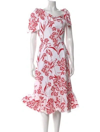 Pre-owned Carolina Herrera Floral Print Midi Length Dress In Multi