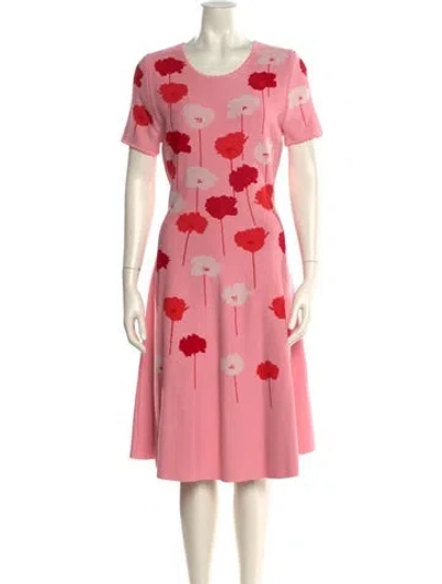 Pre-owned Carolina Herrera Floral Print Midi Length Dress In Pink