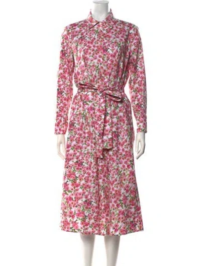 Pre-owned Carolina Herrera Floral Print Midi Length Dress In Pink