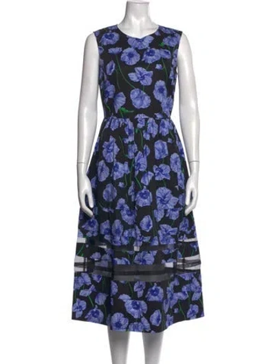 Pre-owned Carolina Herrera Floral Print Midi Length Dress In Purple
