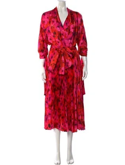 Pre-owned Carolina Herrera Floral Print Midi Length Dress In Red